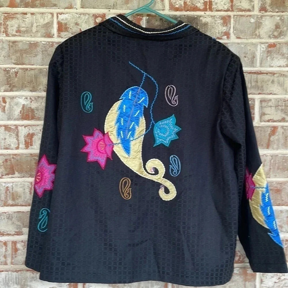 Alex Ku Black Embroidered Parrots Vintage Jacket - Picture 6 of 7